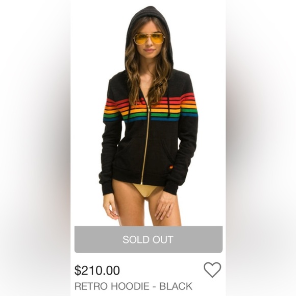 ‼️RARE‼️🎸AVIATOR NATION🎸6 Stripe Retro Zip Hoodie in Charcoal✨size XS✨ - Picture 2 of 11